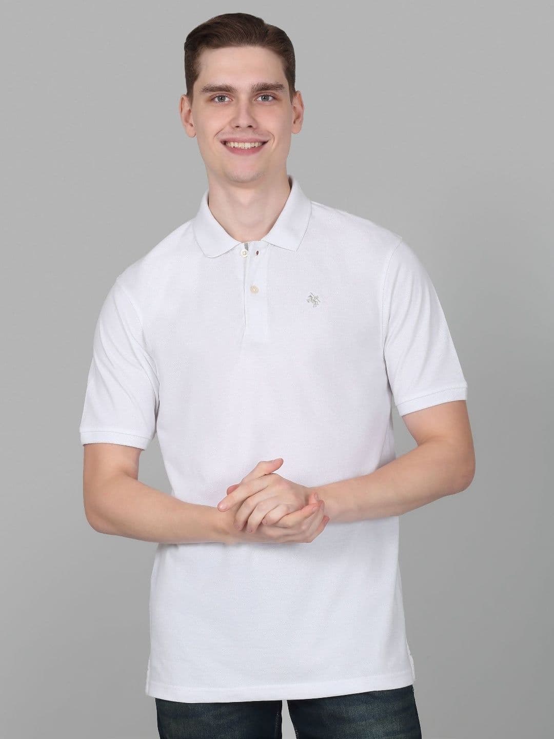 Cantabil Men Solid Polo Collar Cotton T-shirt - view 1