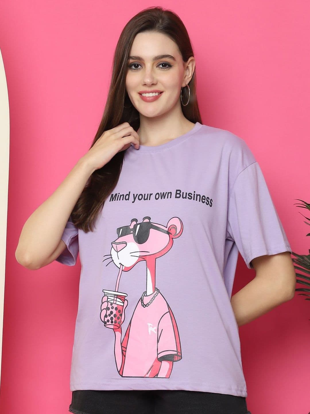Metronaut Women Graphic Printed Round Neck Cotton Oversized T-shirt - view 1