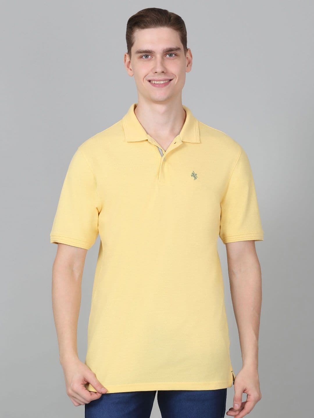 Cantabil Men Solid Polo Collar Cotton T-shirt - view 1