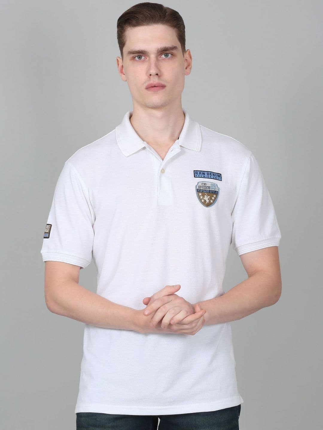 Cantabil Men Solid Polo Collar Cotton T-shirt - view 1