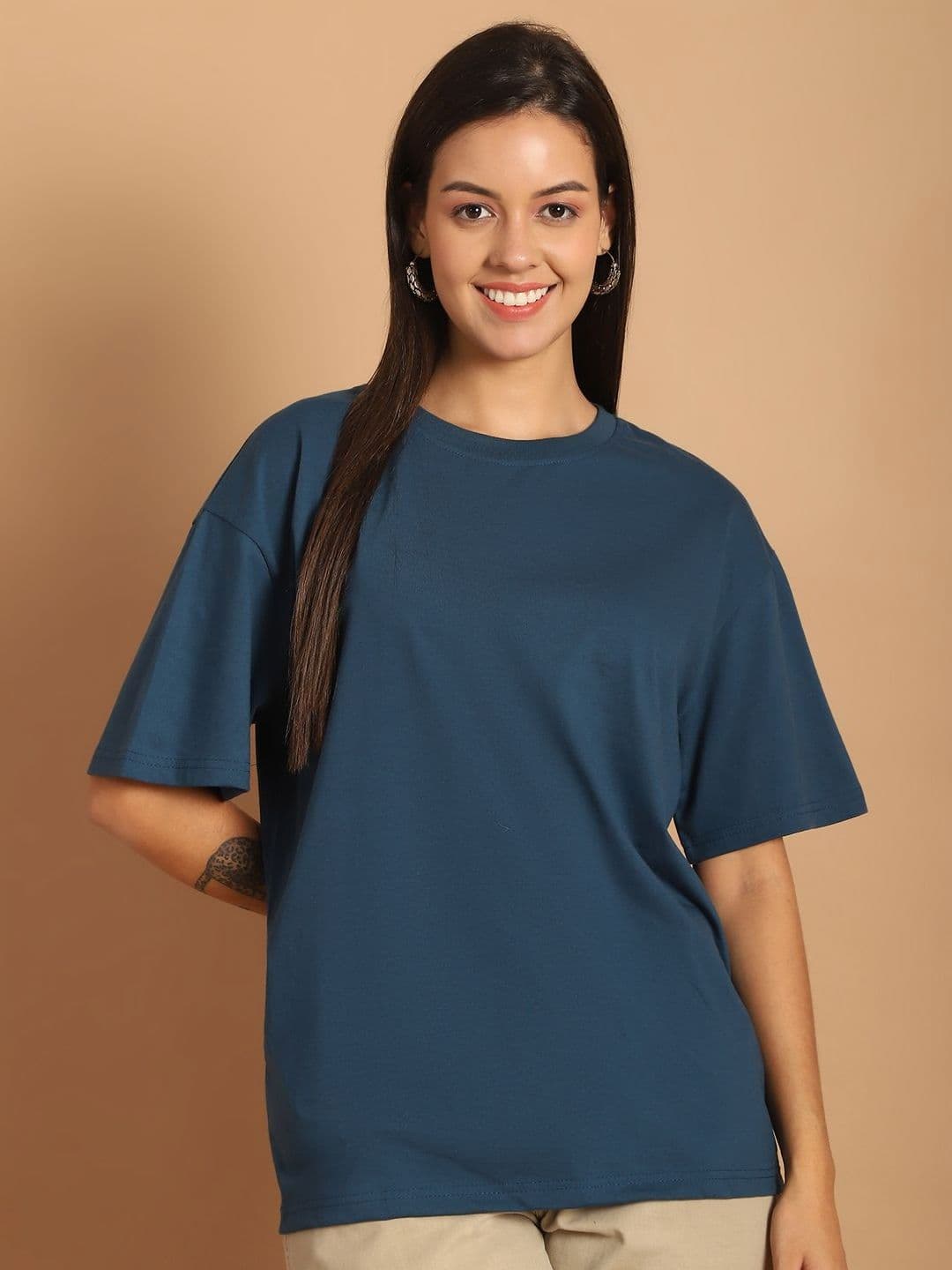 Metronaut Women Graphic Printed Round Neck Cotton Oversized T-shirt - view 1