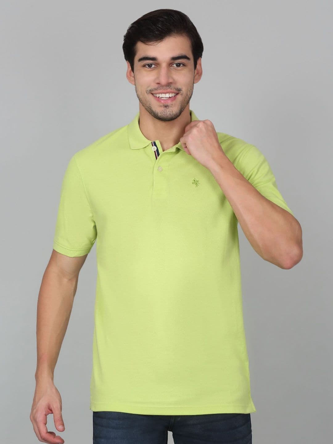 Cantabil Men Solid Polo Collar Cotton T-shirt - view 1
