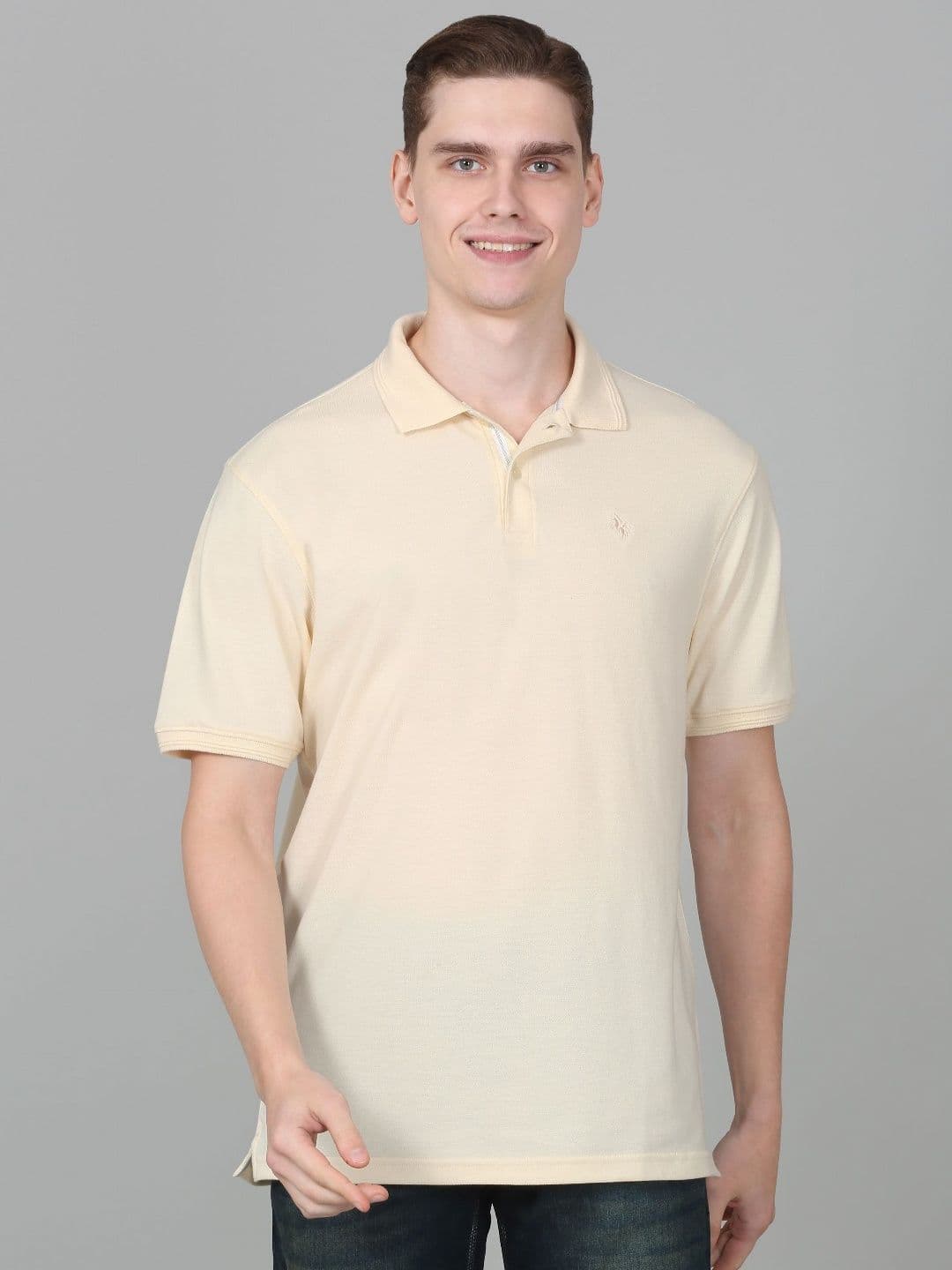 Cantabil Men Solid Polo Collar Cotton T-shirt - view 1