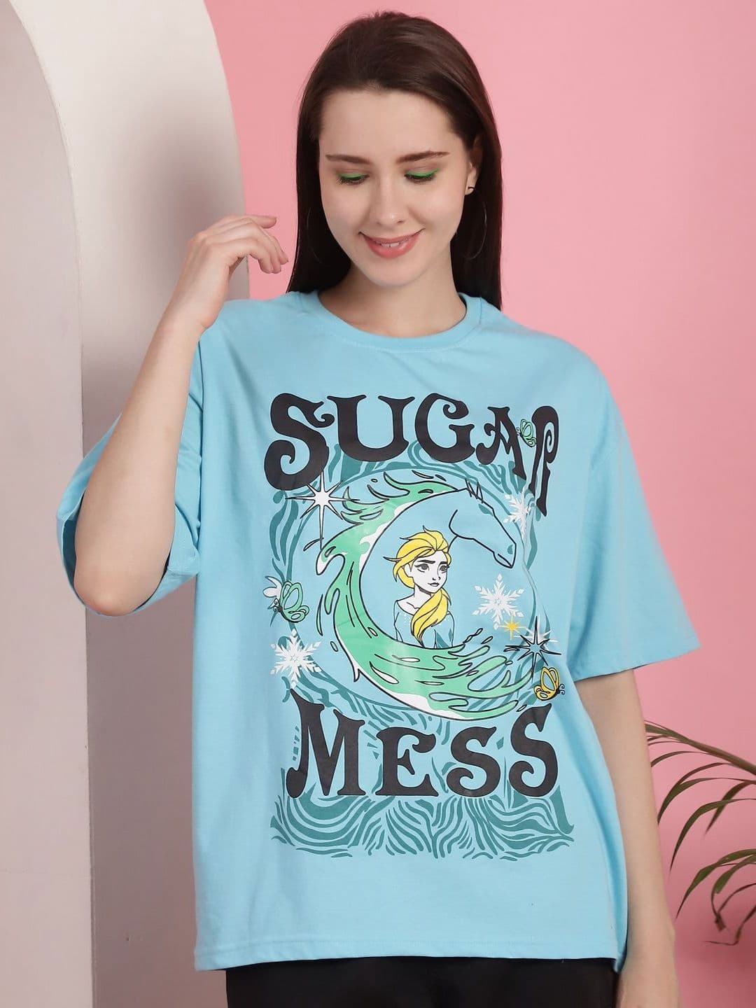 Metronaut Women Graphic Printed Round Neck Cotton Oversized T-shirt - view 1