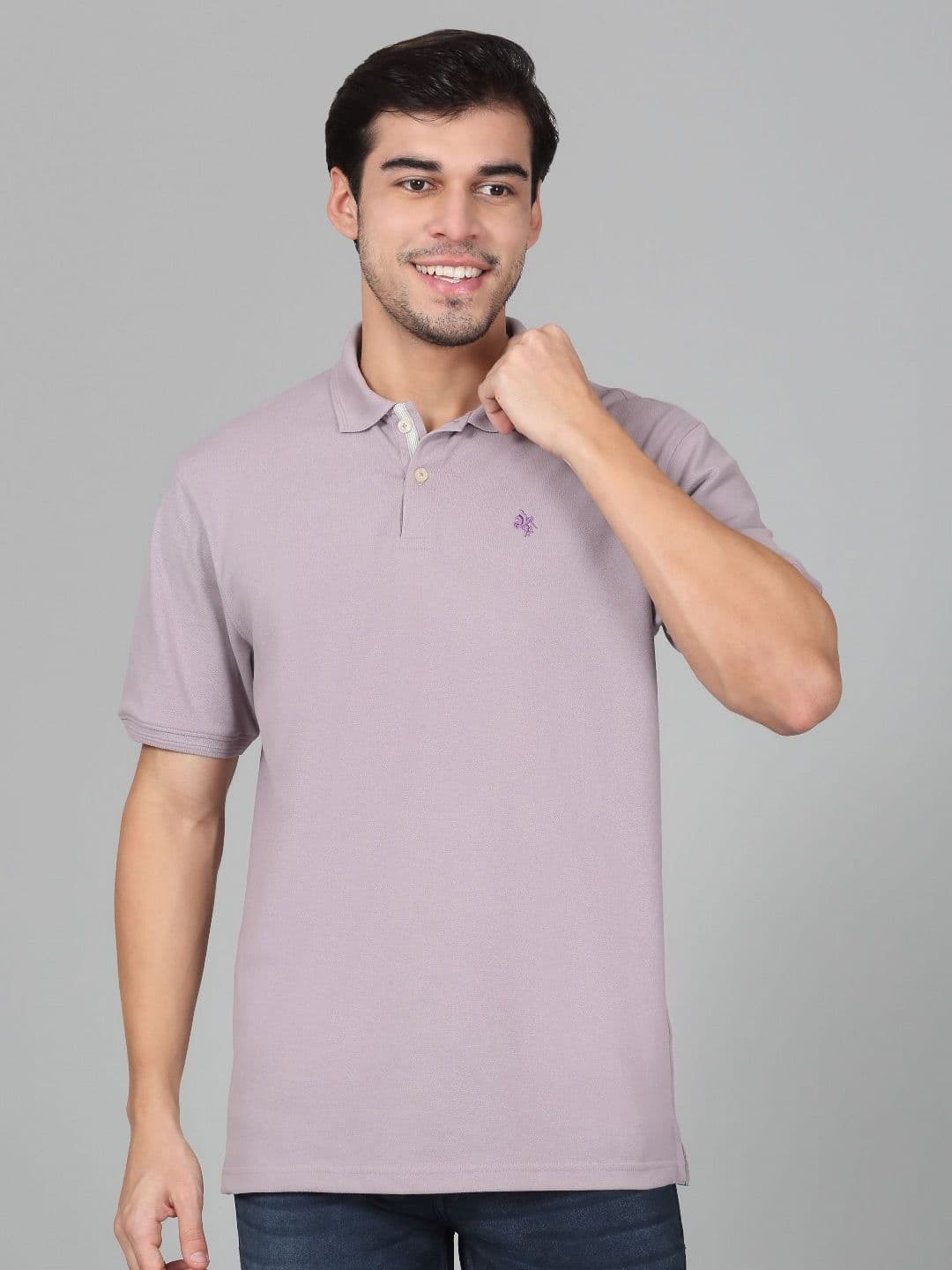 Cantabil Men Solid Polo Collar Cotton T-shirt - view 1