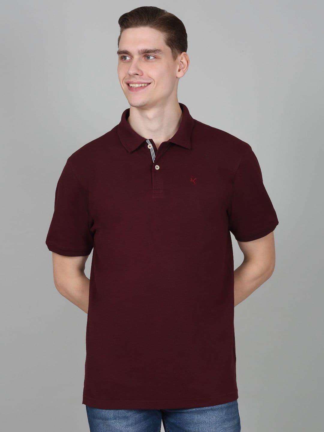 Cantabil Men Solid Polo Collar Cotton T-shirt - view 1