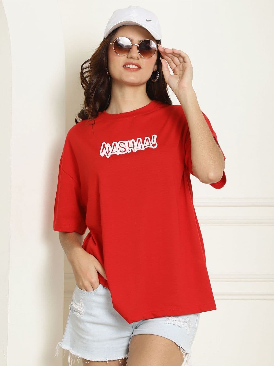 Metronaut Women Graphic Printed Round Neck Cotton Oversized Longline T-shirt - view 1