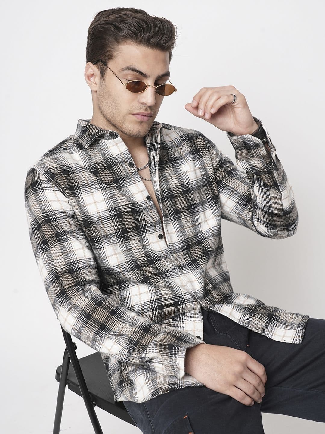 VASTRADO Men Classic Fit Spread Collar Checked Cotton Casual Shirt - view 1