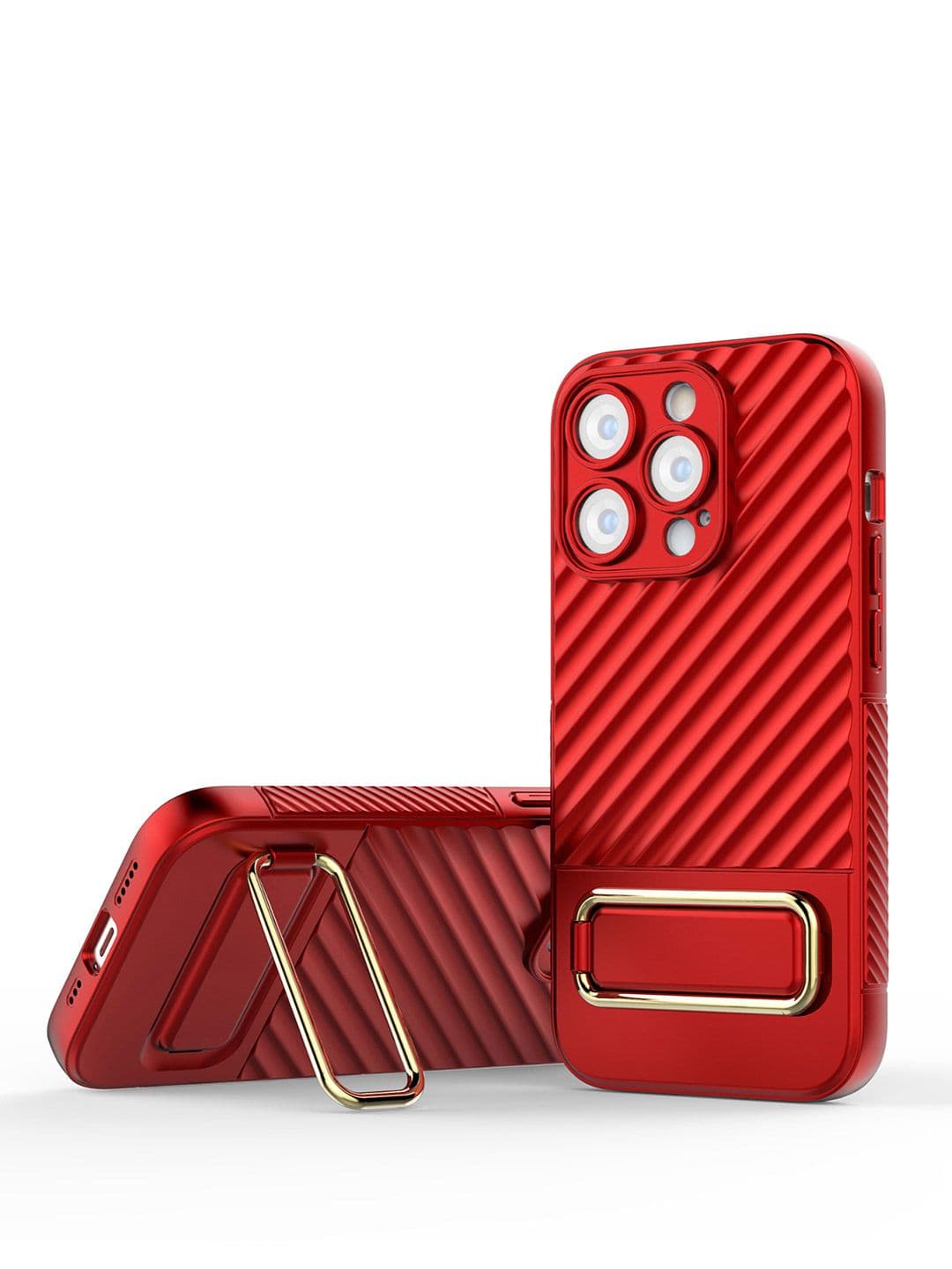QRIOH iPhone 14 Pro Red Back Cover with Gold Metal Kickstand - view 1