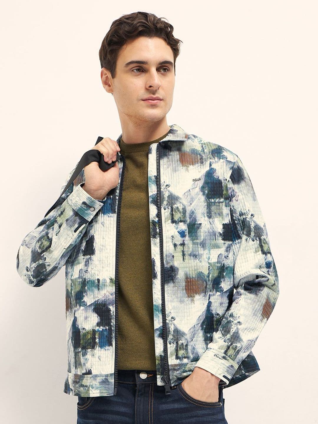 THE BEAR HOUSE Men Abstract Printed Lightweight Bomber Jacket - view 1