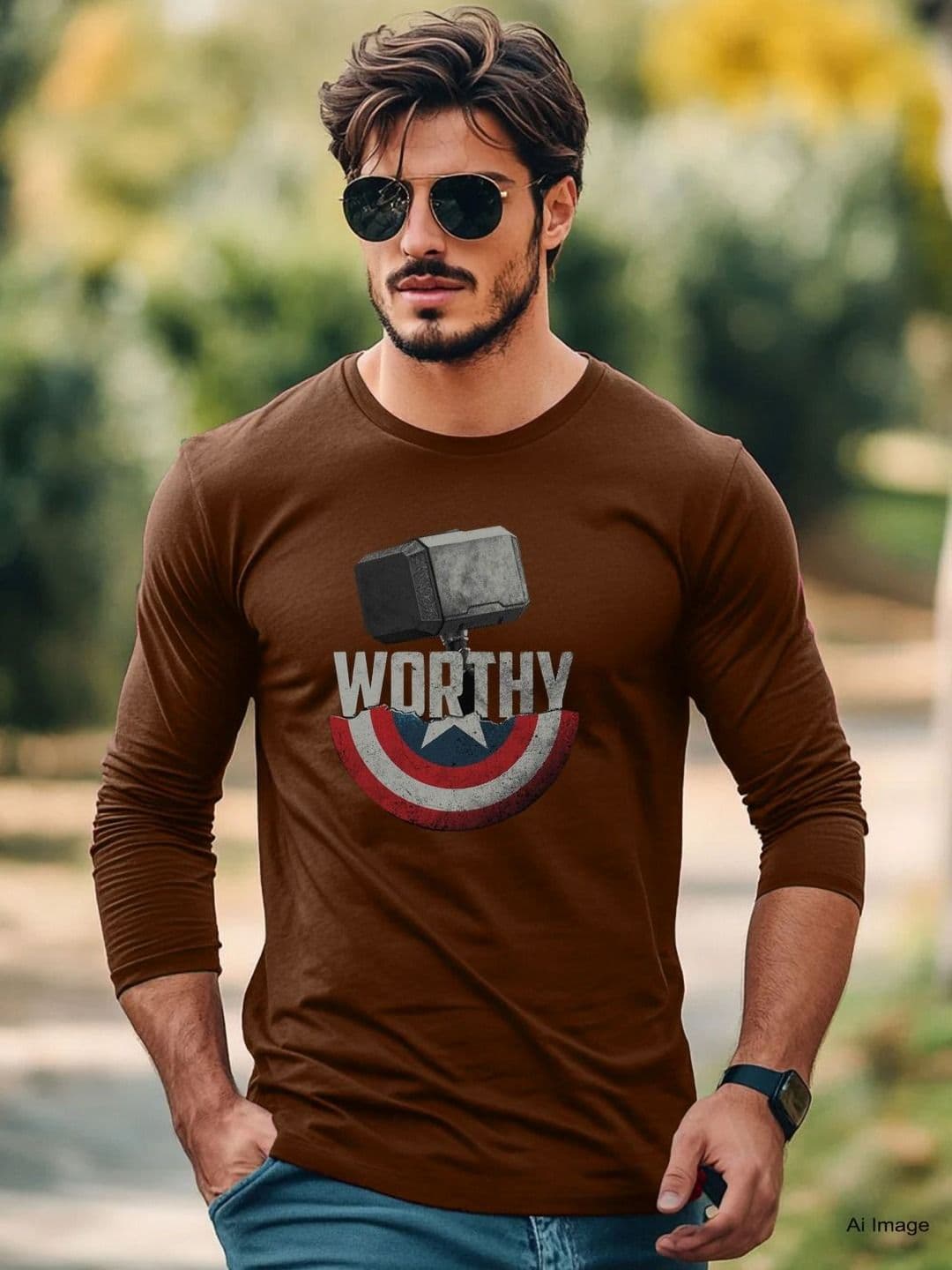 CLAFOUTIS Graphic Printed Captain America Cotton T-shirt - view 1
