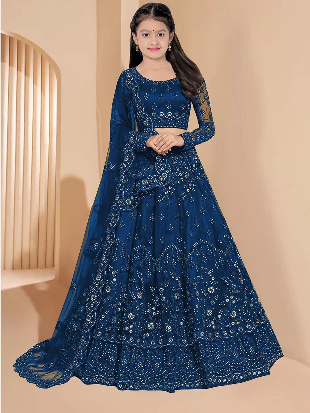 BAESD Girls Floral Embroidered Thread Work Semi-Stitched Lehenga Choli With Dupatta - view 1