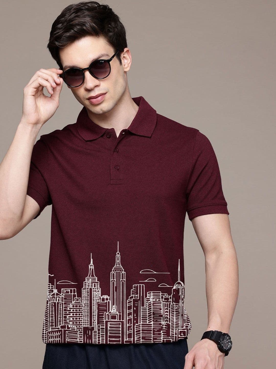 Moda Rapido Graphic Printed Polo Collar Regular Fit T-shirt - view 1