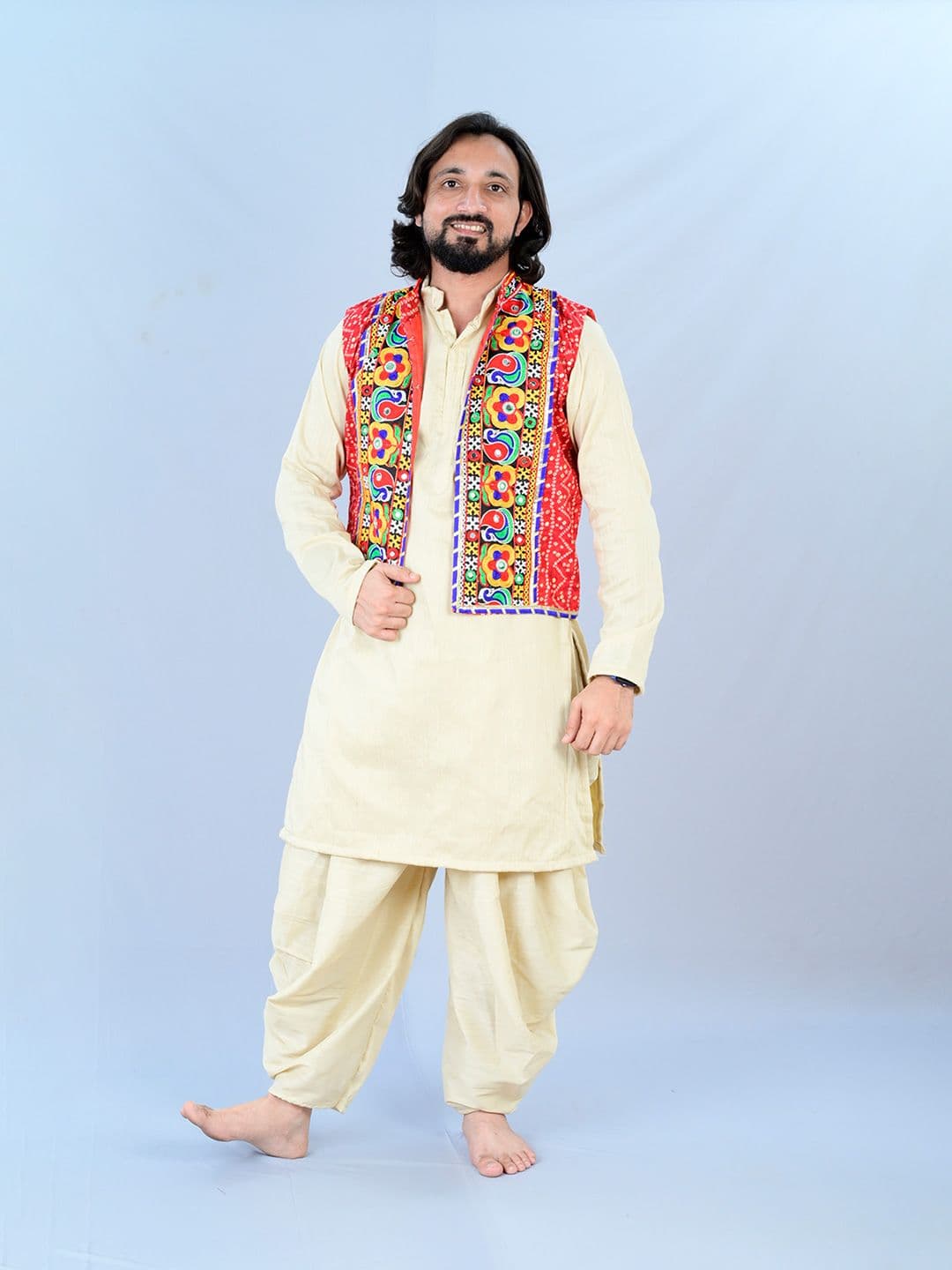 AGLARE Men Floral Embroidered Cotton Nehru Jacket - view 1