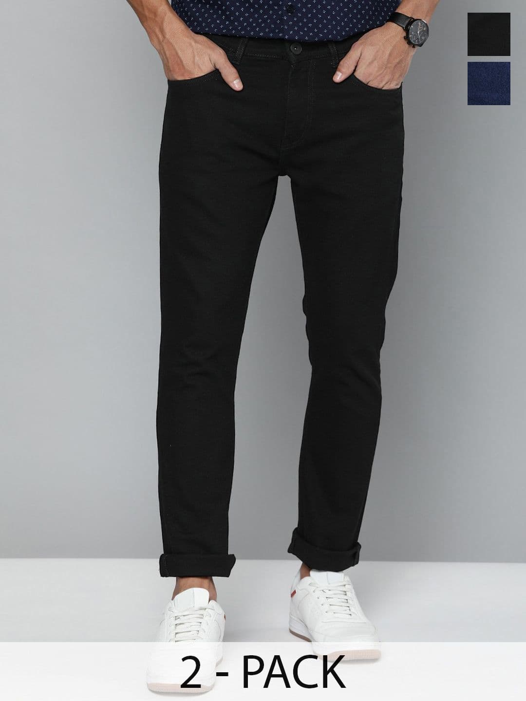 CLUBROCKS Men Jean Pack of 2 Regular Fit Mid-Rise Clean Look Stretchable Jeans - view 1