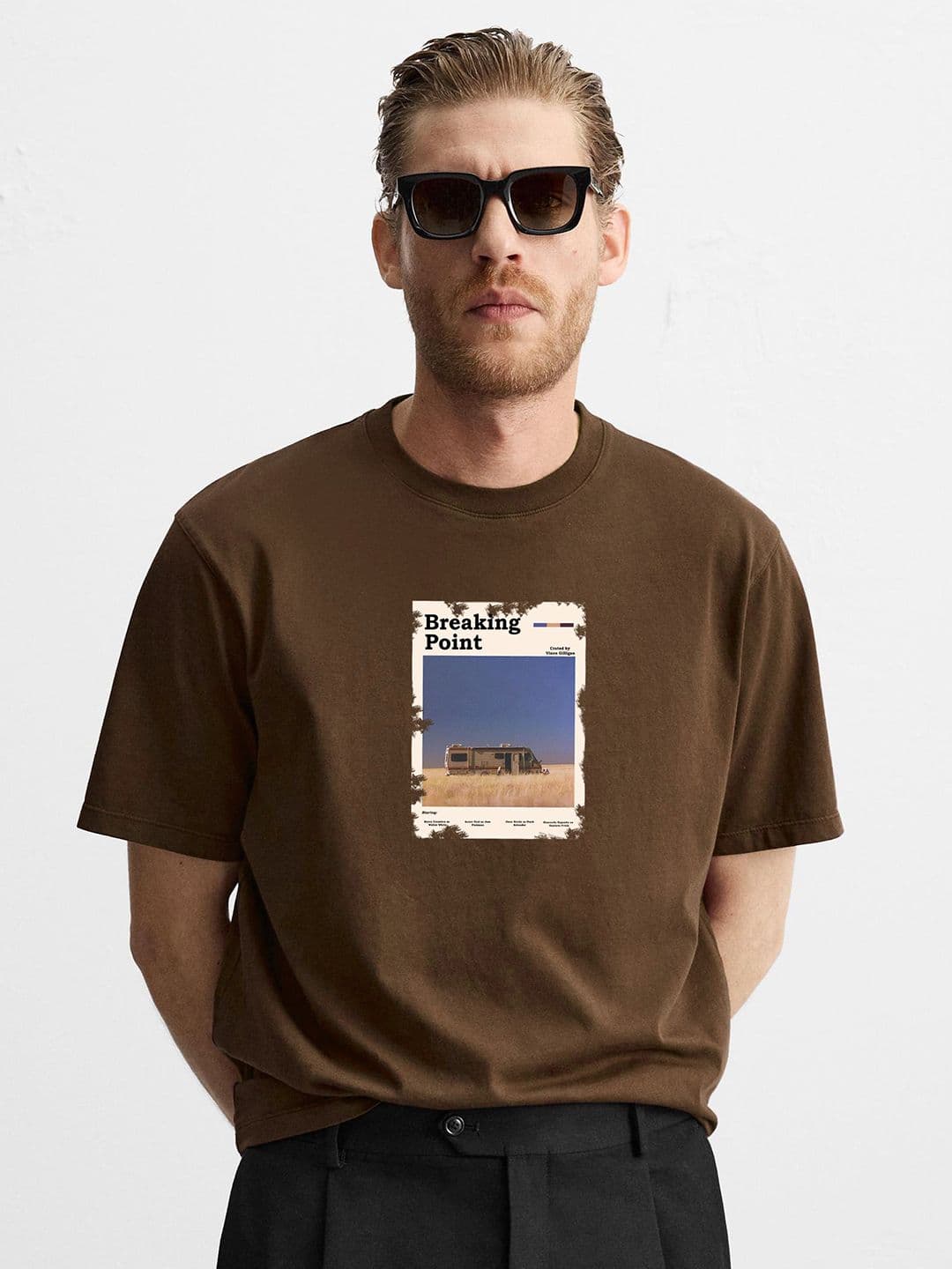 MISCHIEF MONKEY Graphic Printed Round Neck Oversized T-shirt - view 1