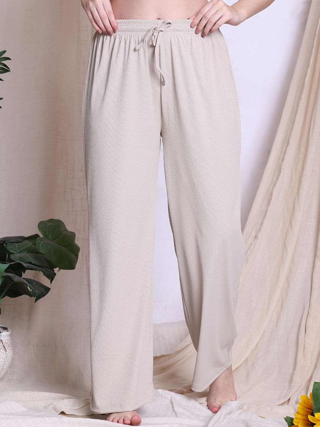 NEUDIS Women Ribbed Wide-Leg Mid-Rise Lounge Pants - view 1