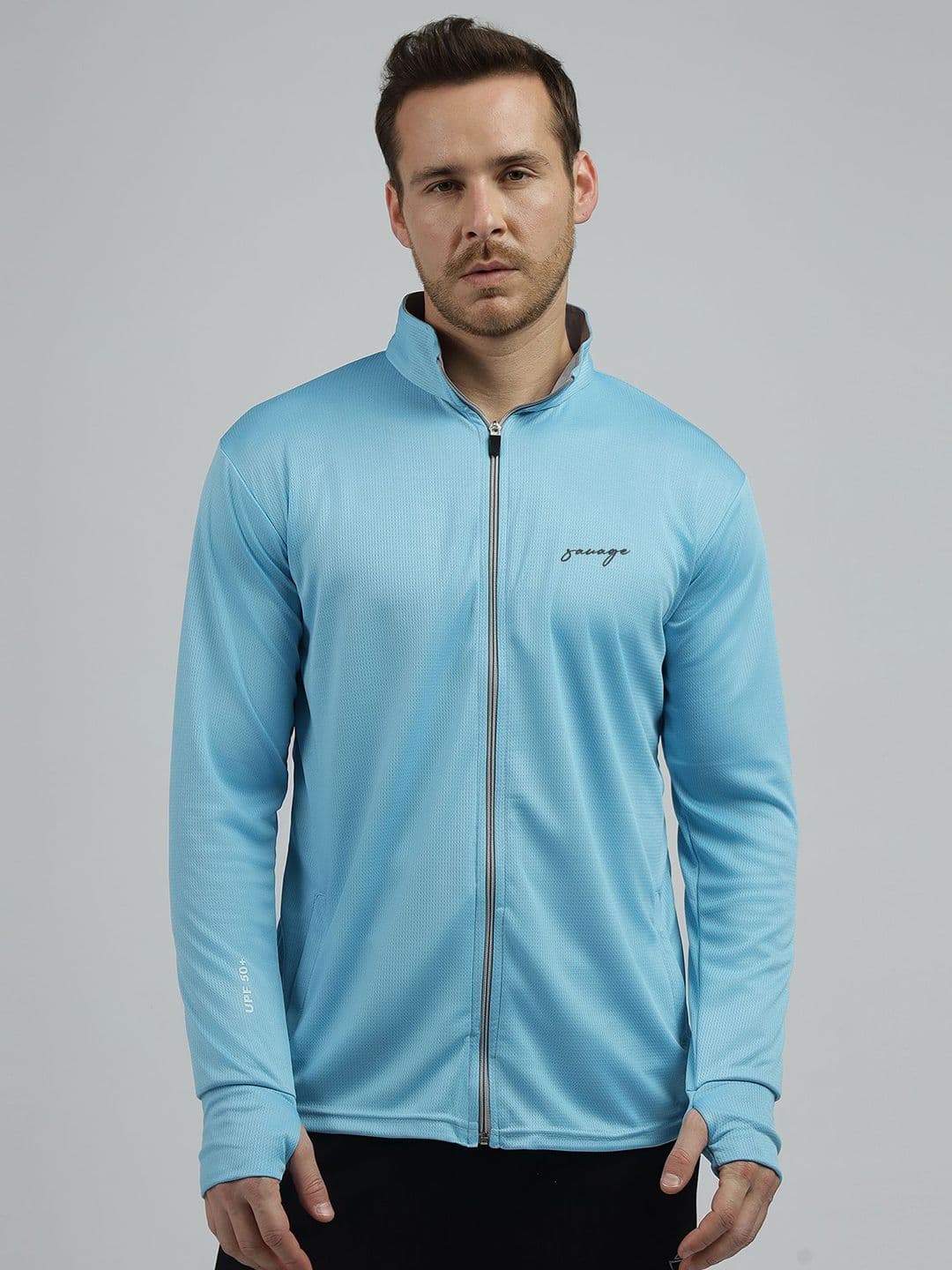 Be Savage Men Solid Sunscreen Biker Jacket with UPF50 - view 1