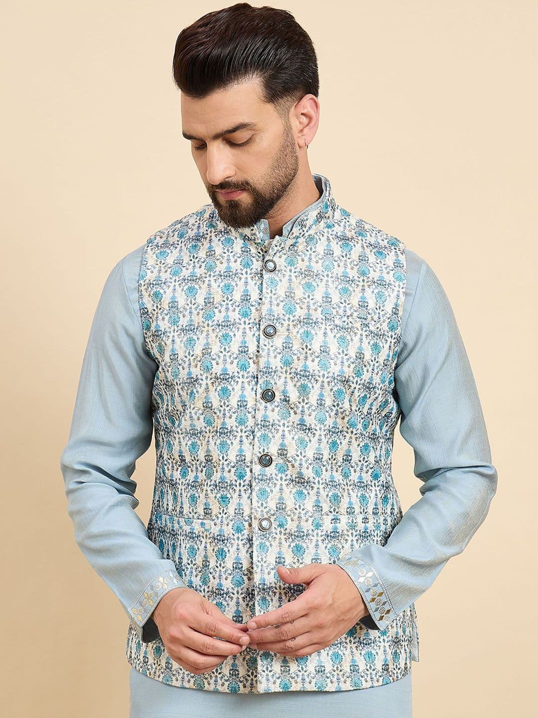 House of Pataudi Printed Woven Nehru Jacket - view 1