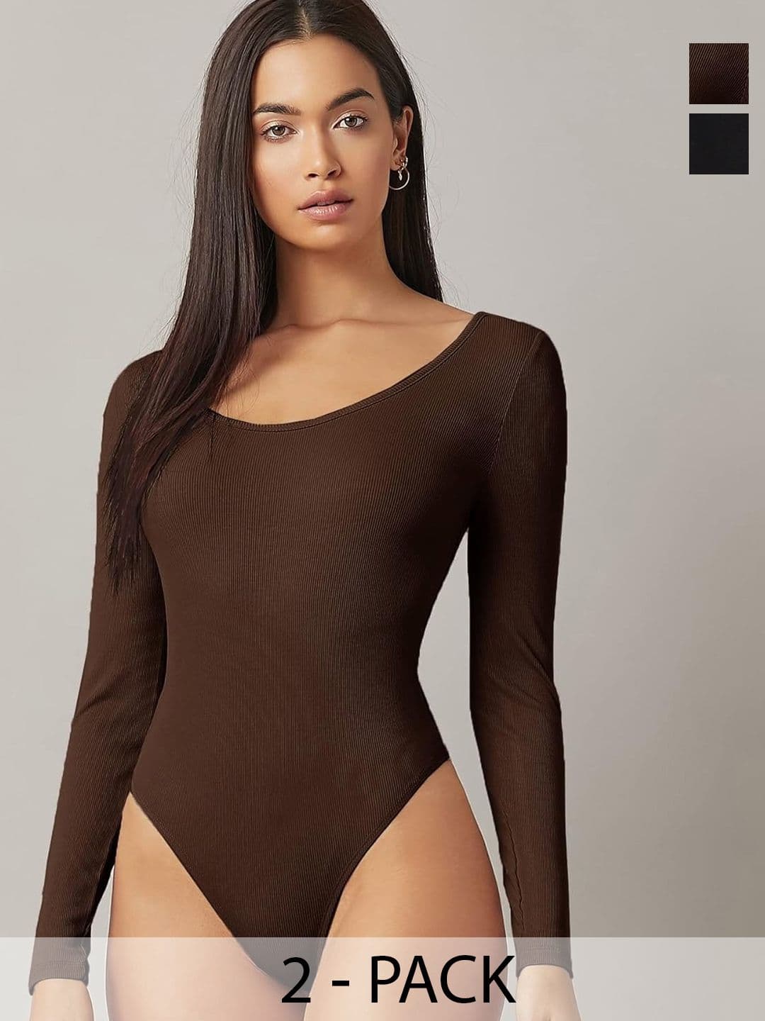 TRENDY ERA Women Pack Of 2 Round Neck Bodysuit - view 1