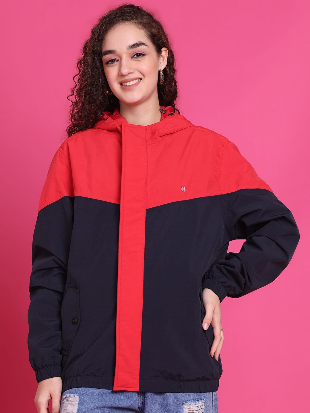 HOUSE OF VEDAS Women Colourblocked Windcheater and Water Resistant Outdoor Sporty Jacket with Embroidered - view 1