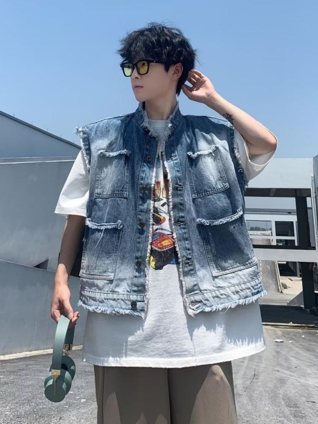 StyleCast Men Regular Open Front Denim Jacket - view 1