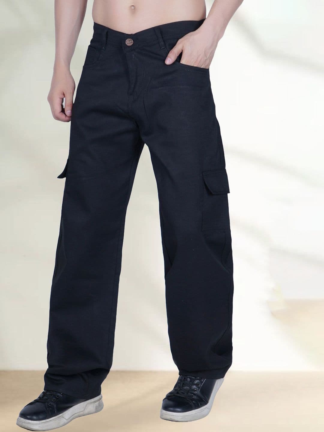 LINARIA Men Classic Low-Rise Straight Fit Stretchable Cargo Styles Jeans - view 1
