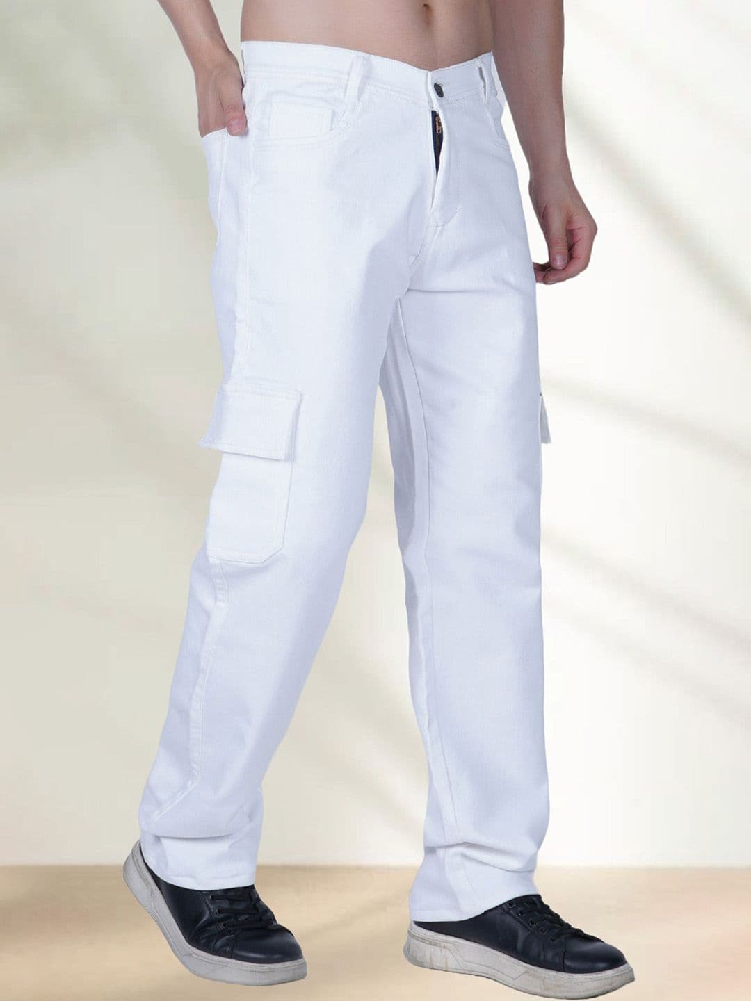 LINARIA Men Classic Mid-Rise Stretchable Cotton Cargos Jeans - view 1