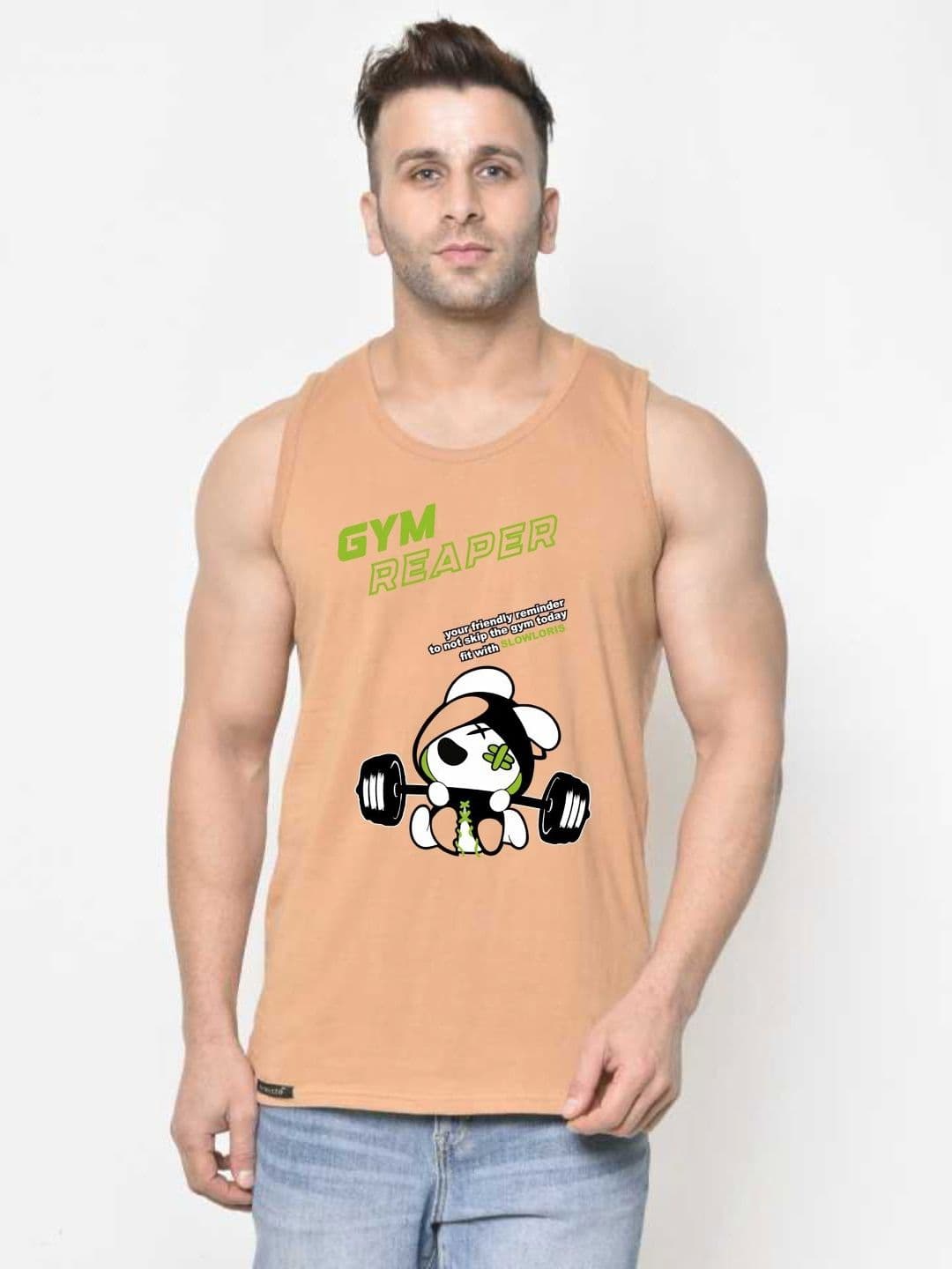SLOWLORIS Gym Reaper Men Typography Muscle Fit Tank Top - view 1