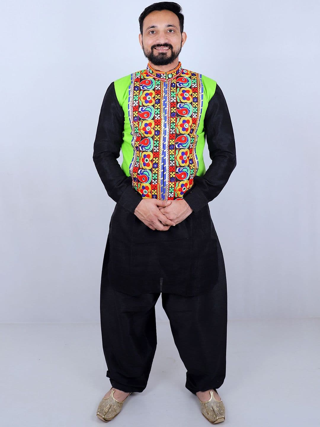 AGLARE Men Floral Open Front Jacket with Embroidered - view 1