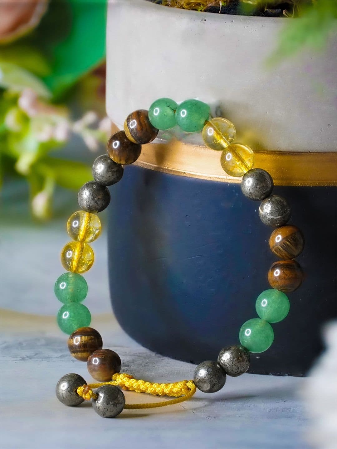 Japam Money Magnet Fusion Tie-Up Band - Pyrite, Tiger Eye Wraparound Bracelet - view 1