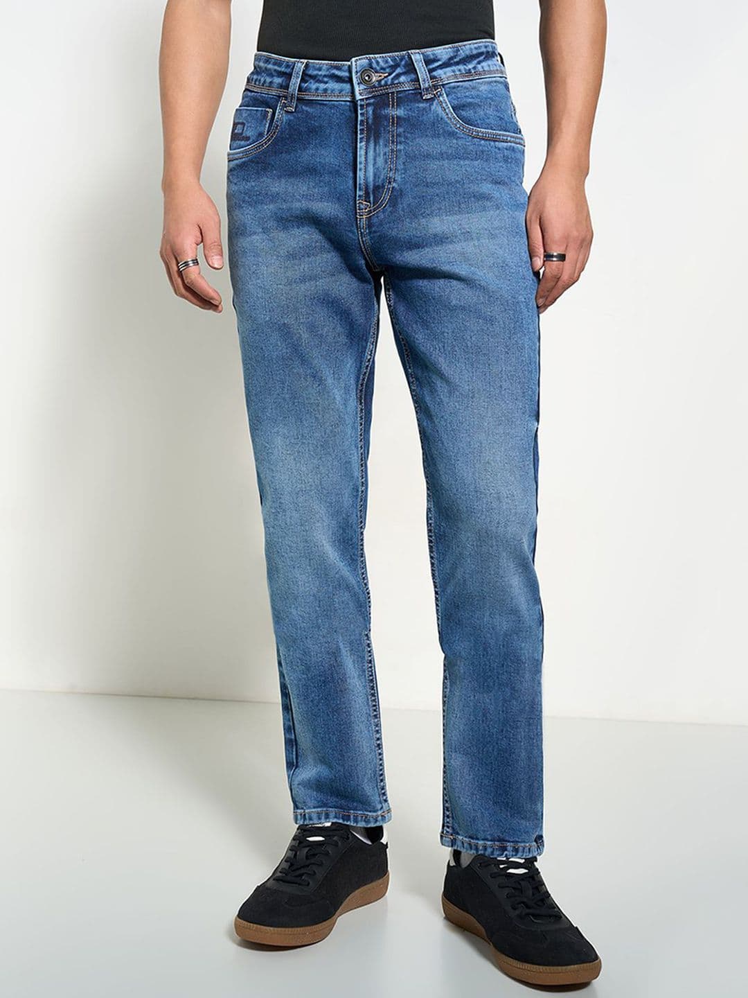 SF JEANS by Pantaloons Men Skinny Fit Low Distress Heavy Fade Jeans - view 1