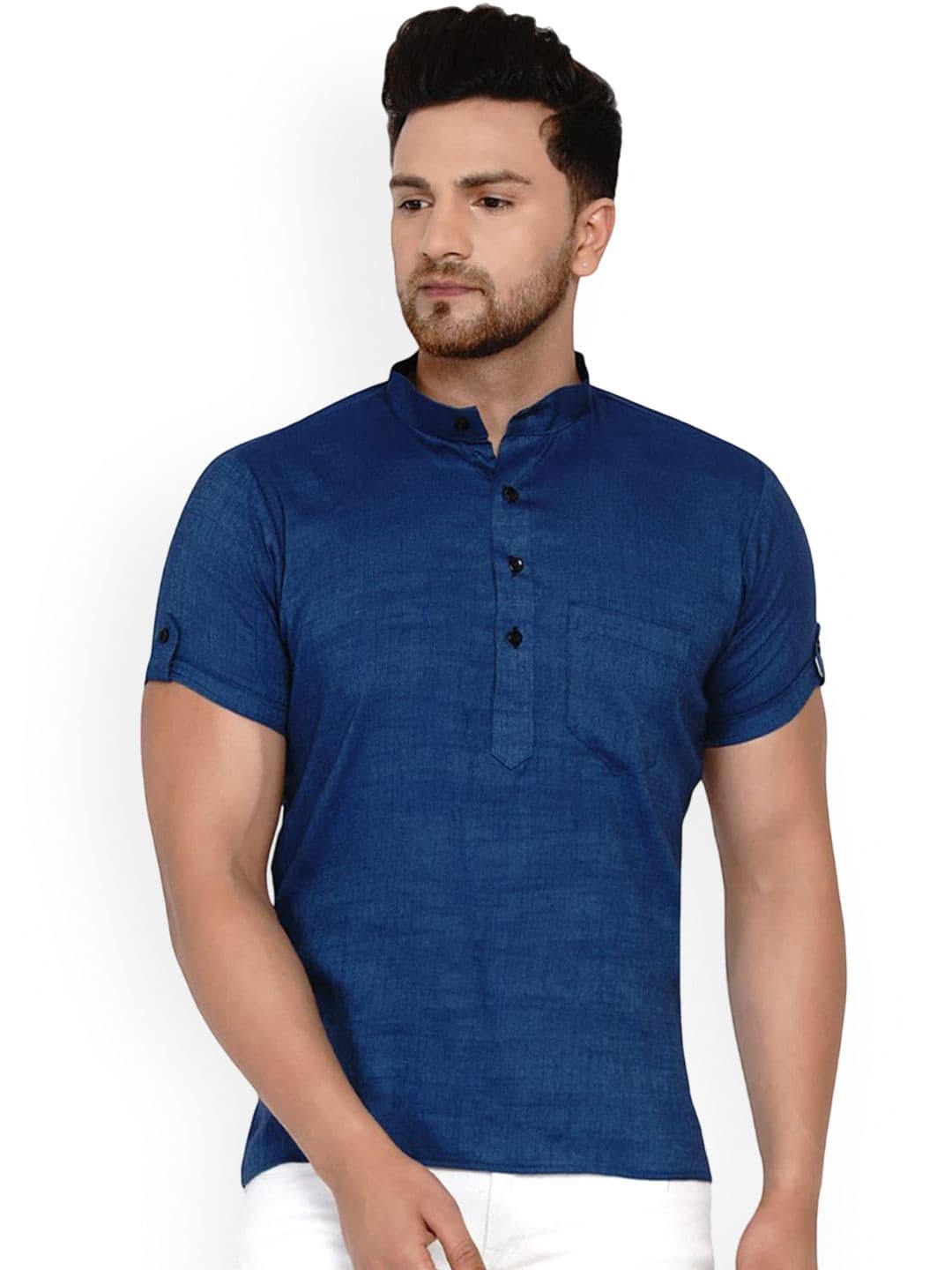 VEERA PARIDHAAN Mandarin Collar Straight Short Kurta - view 1