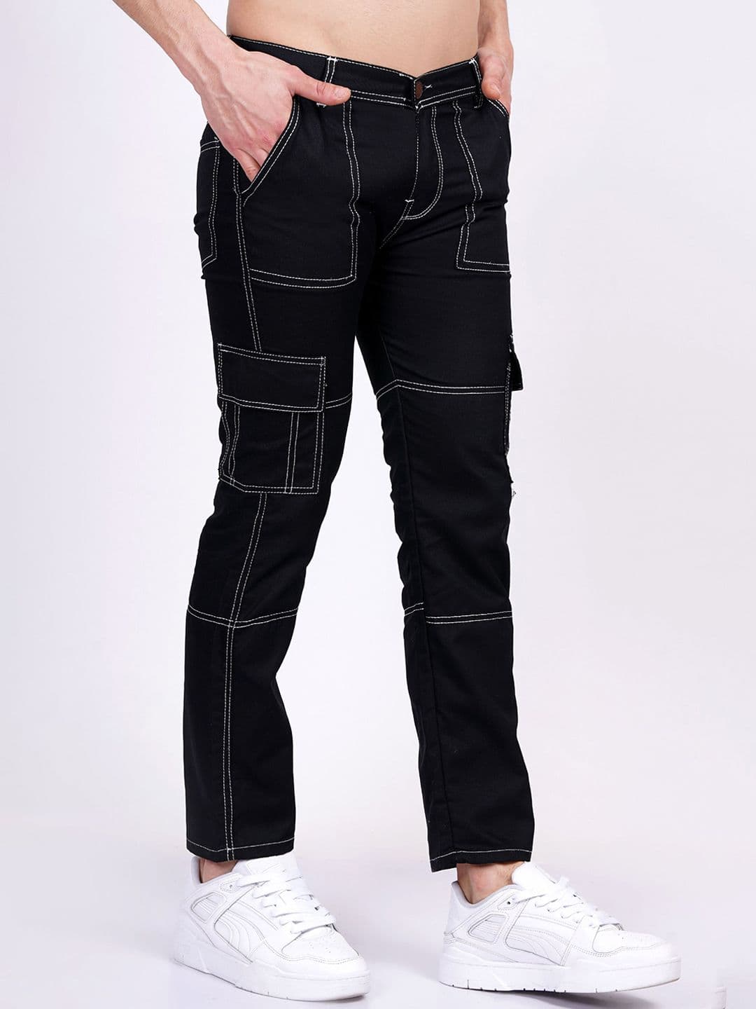 LINARIA Men Classic Slim Fit Mildly Distressed Jeans - view 1