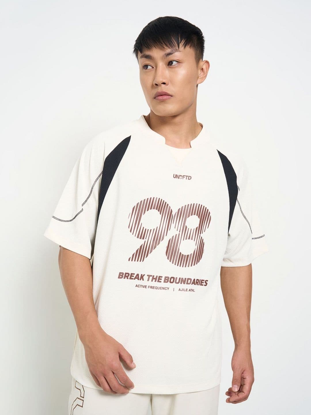Ajile by Pantaloons Men Typography Printed Round Neck Cotton Oversized T-shirt - view 1