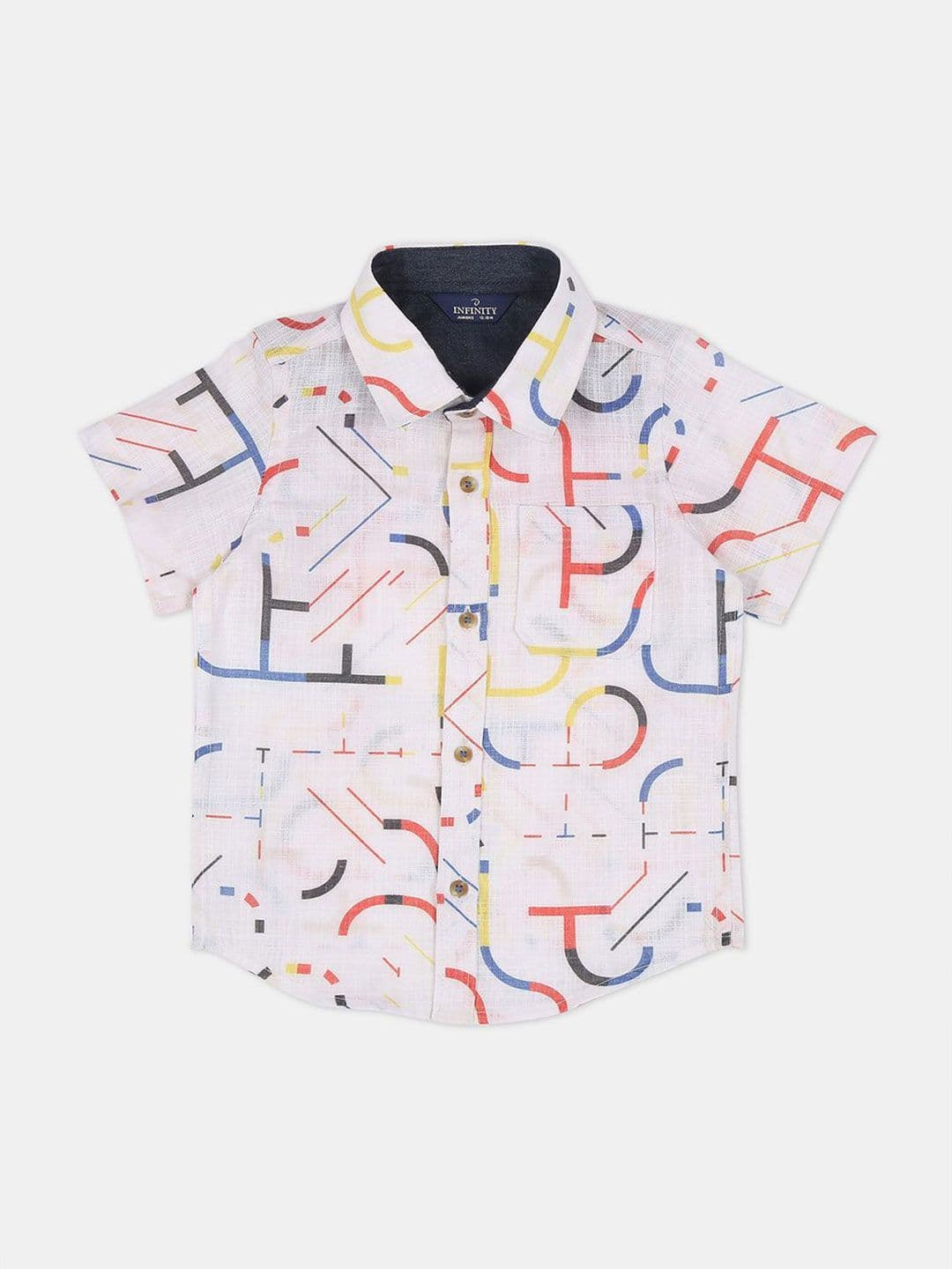 Infinity Boys Spread Collar Abstract Printed Cotton Casual Shirt - view 1