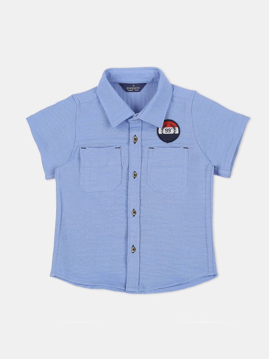 Infinity Boys Spread Collar Solid Cotton Casual Shirt - view 1