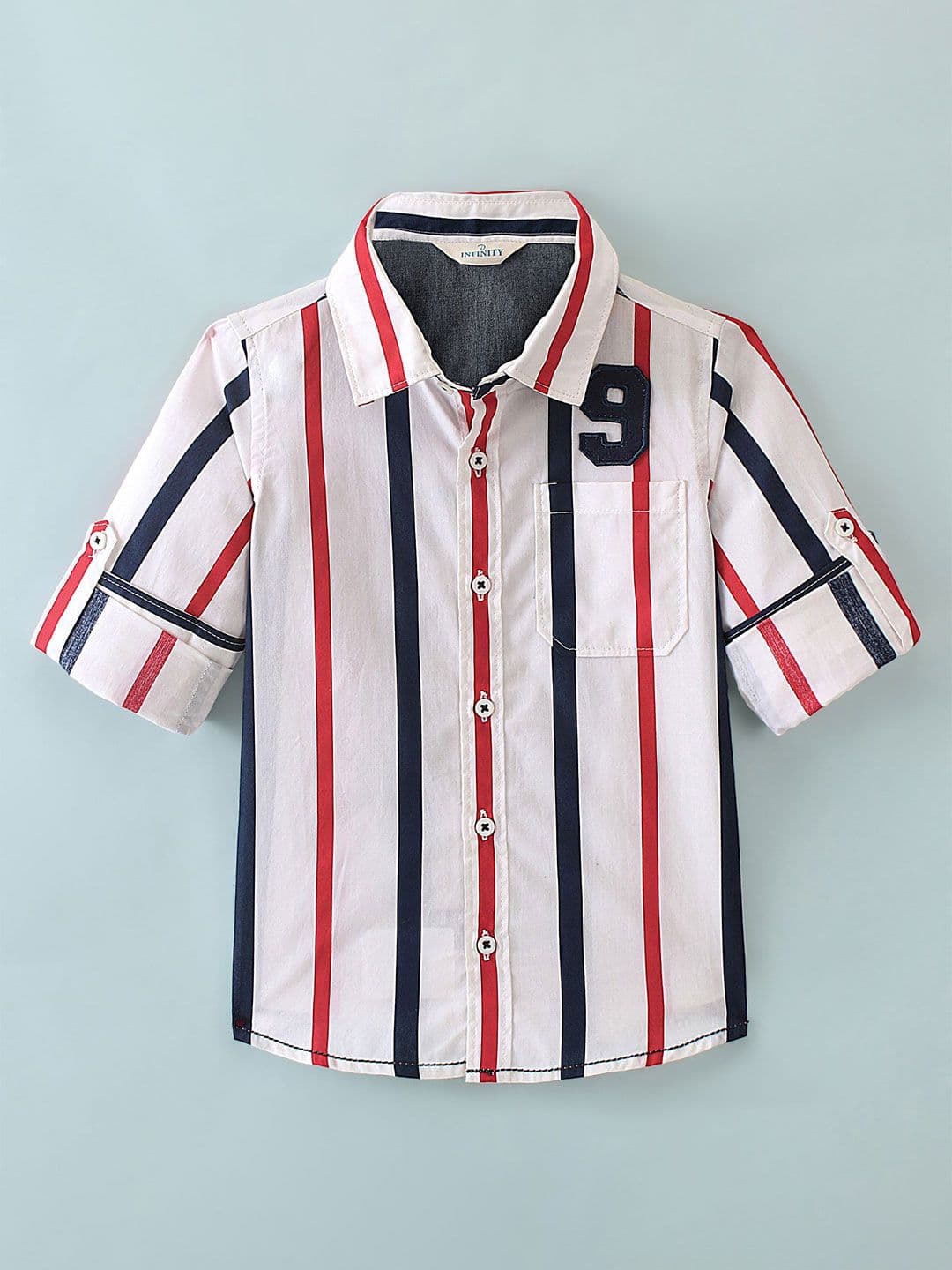 Infinity Boys Spread Collar Vertical Striped Cotton Casual Shirt - view 1