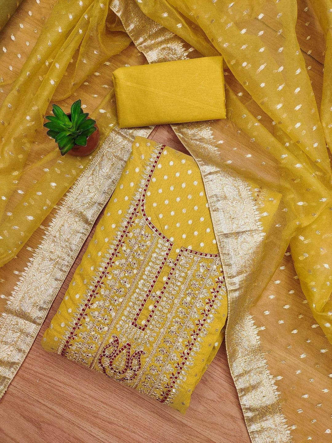 LeeliPeeri Designer Embroidered Unstitched Dress Material - view 1
