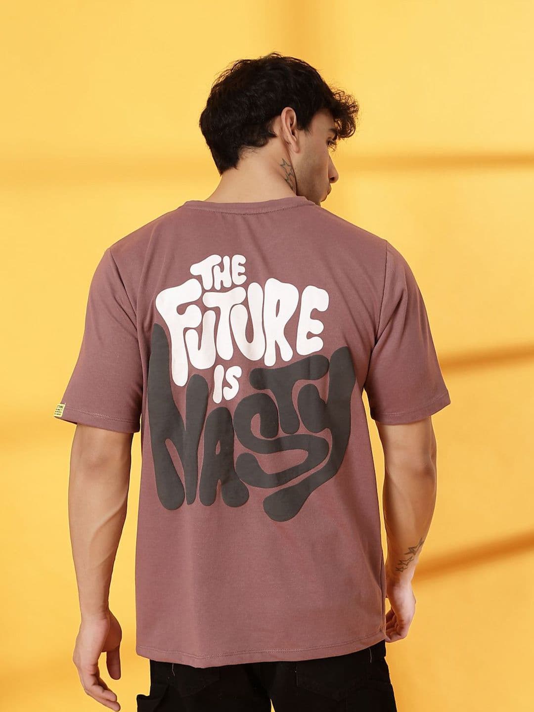 Rigo Unisex Typography Printed Round Neck Cotton Oversized T-shirt - view 1