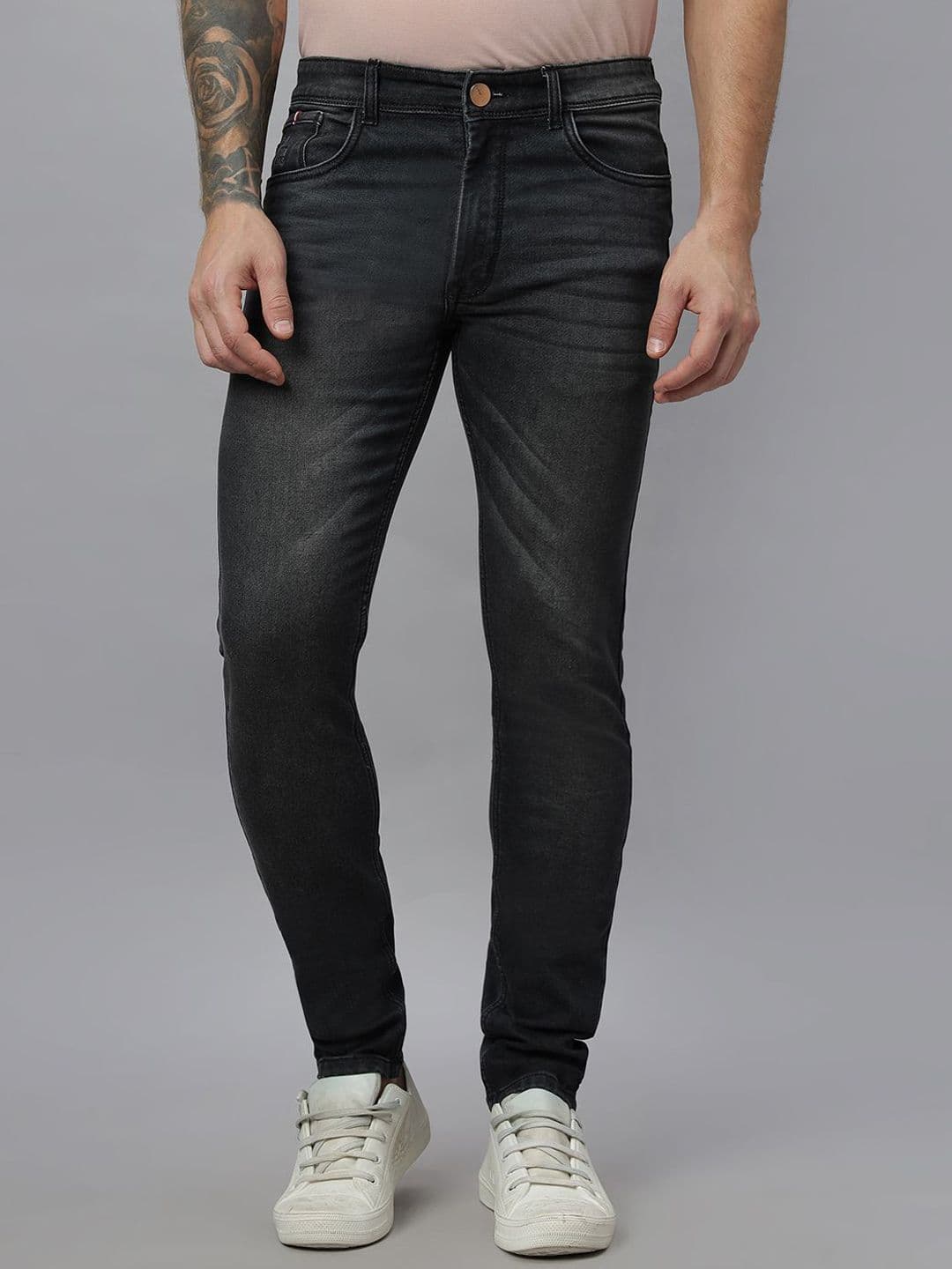 RJ Denim Men Narrow Slim Fit Slash Knee Light Fade Jeans - view 1