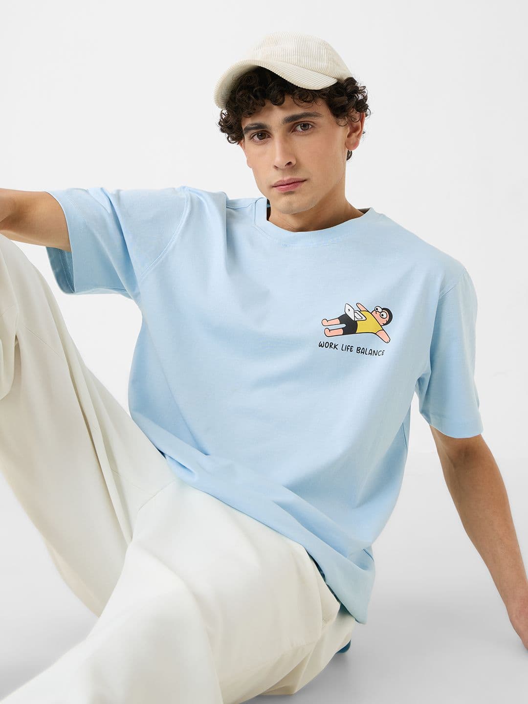 The Souled Store Men Relaxed Fit Printed Blue T-Shirts - view 1