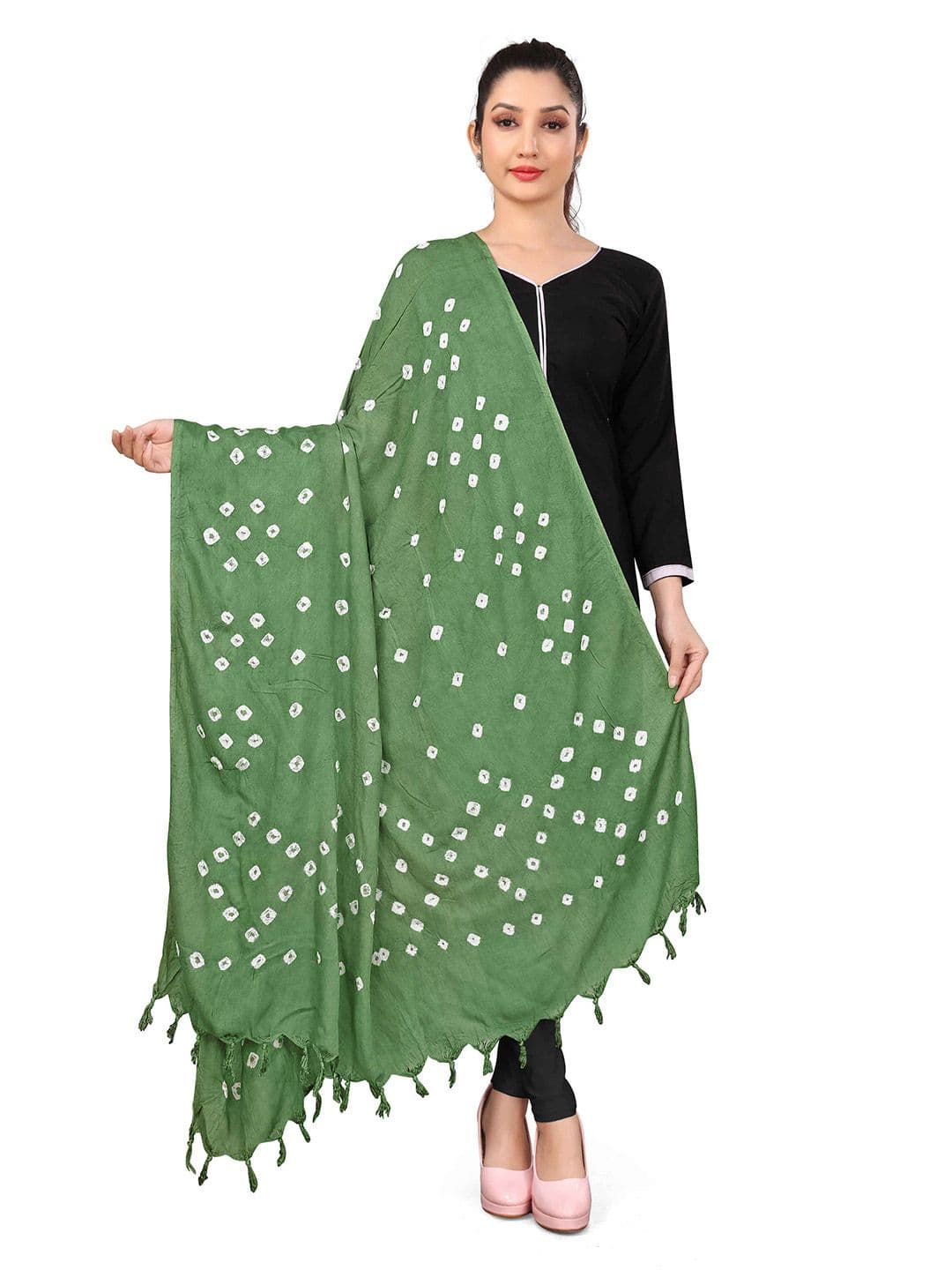 Vicharan Bandhani Printed Cotton Dupatta - view 1