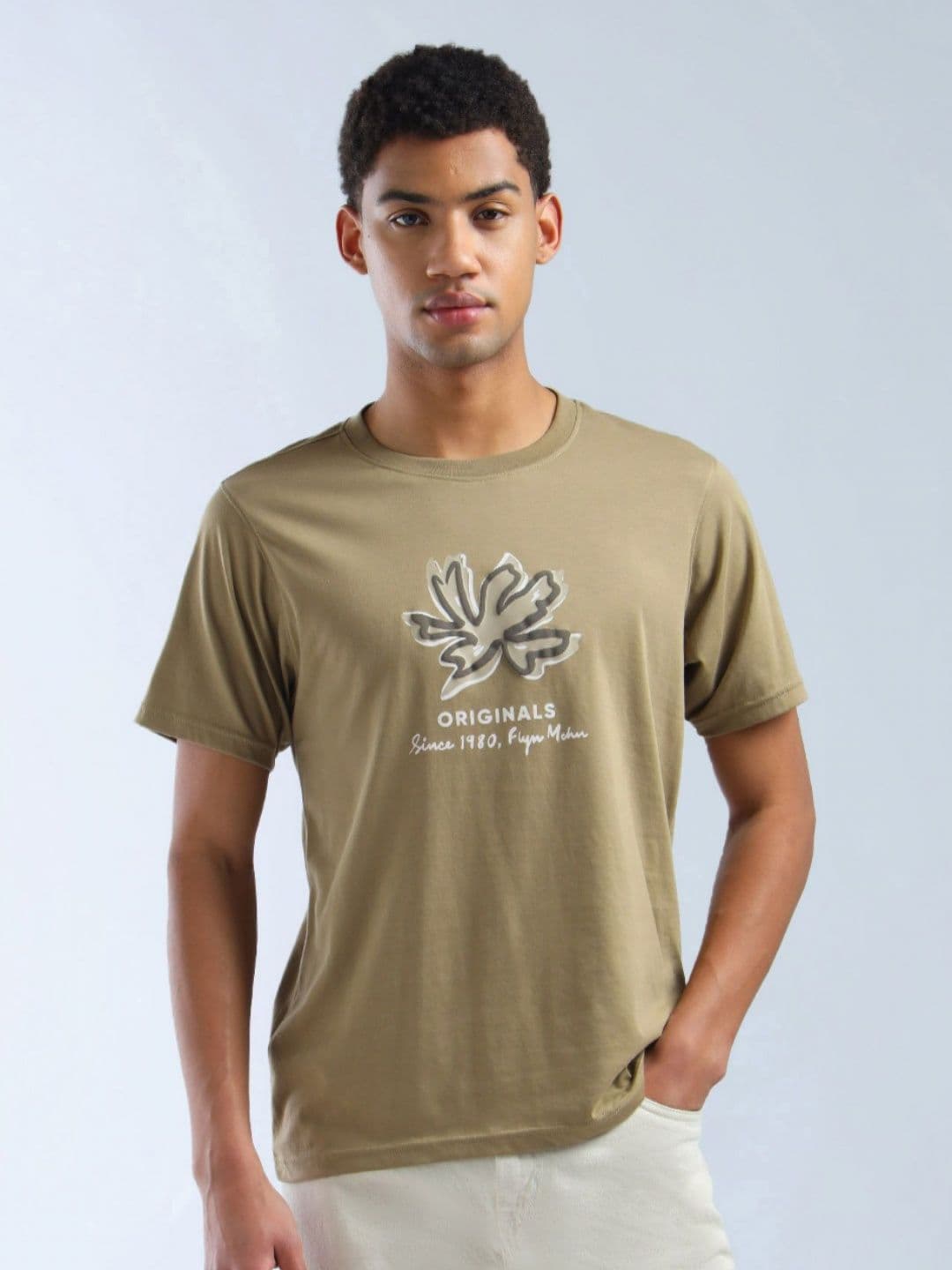 Flying Machine Men Floral Printed Round Neck Cotton T-shirt - view 1