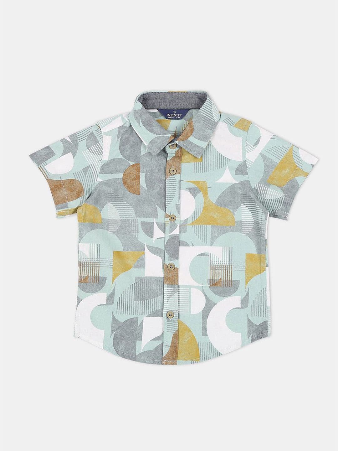 Infinity Boys Spread Collar Geometric Printed Cotton Casual Shirt - view 1