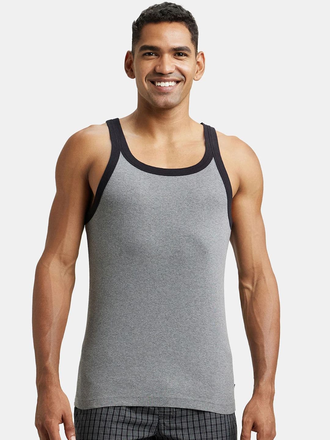 Jockey Super Combed Cotton Rib Square Neck Sleeveless Gym Vest-US27 - view 1