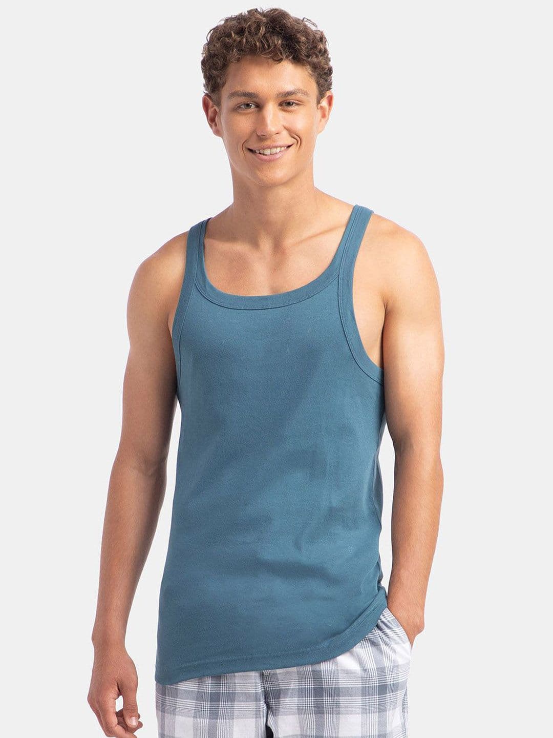 Jockey Super Combed Cotton Rib Square Neck Sleeveless Gym Vest-US26 - view 1