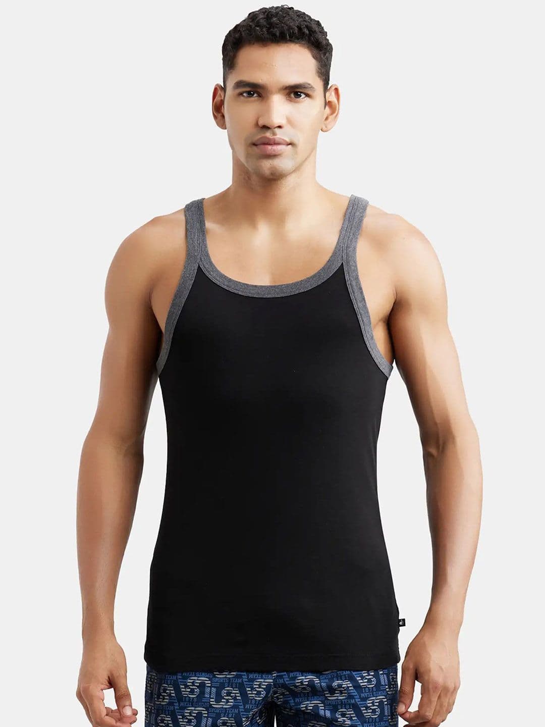 Jockey Super Combed Cotton Rib Square Neck Sleeveless Gym Vest-US27 - view 1