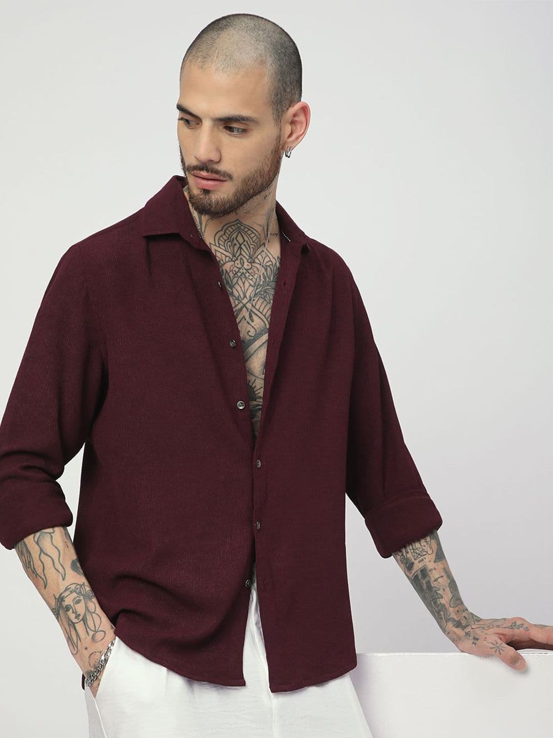 VASTRADO Men Classic Fit Spread Collar Solid Cotton Casual Slim Fit Shirt - view 1