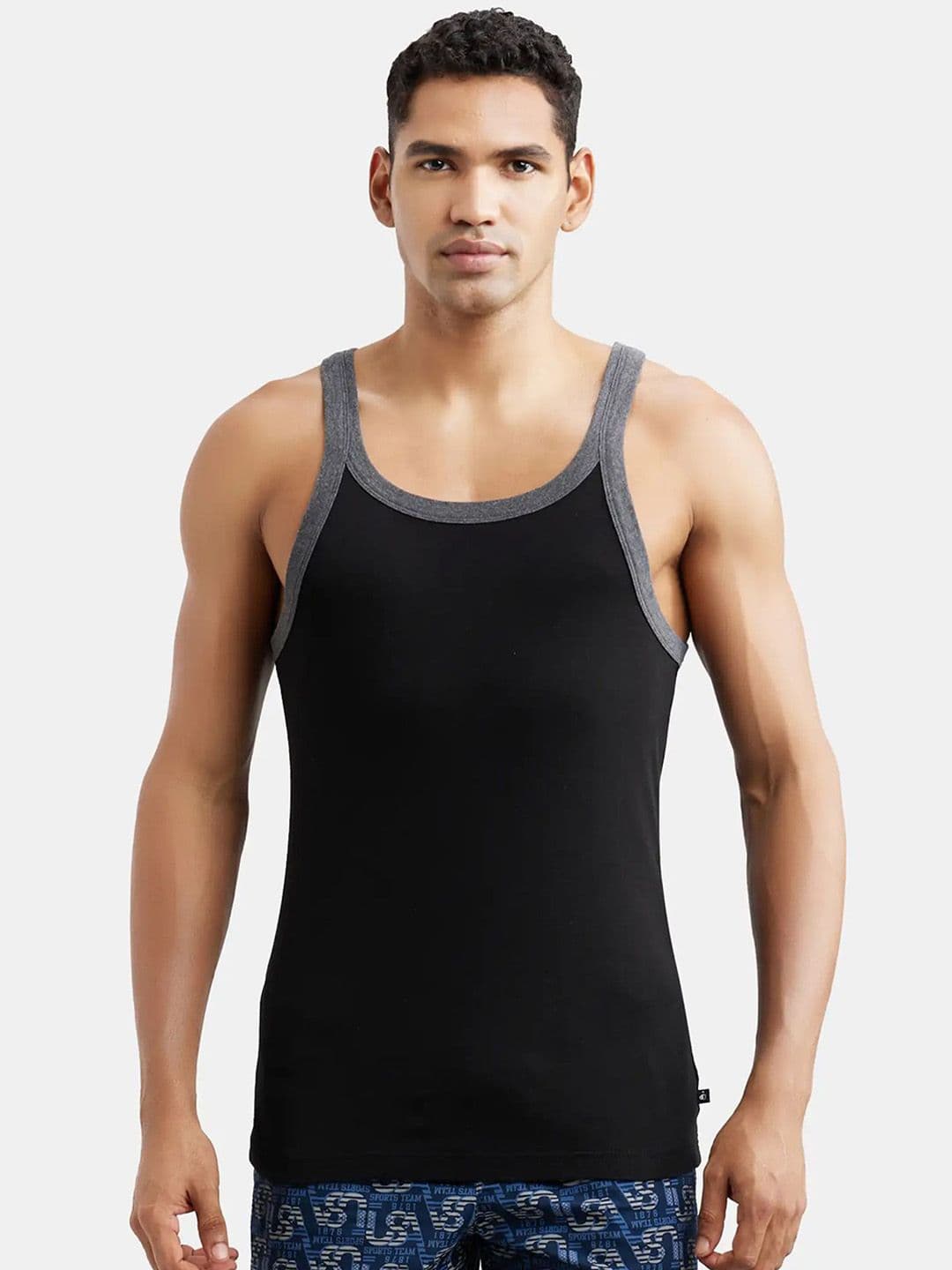 Jockey Super Combed Cotton Rib Square Neck Sleeveless Gym Vest-US27 - view 1